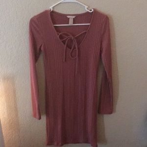 Nude color, Skin tight, long sleeve dress